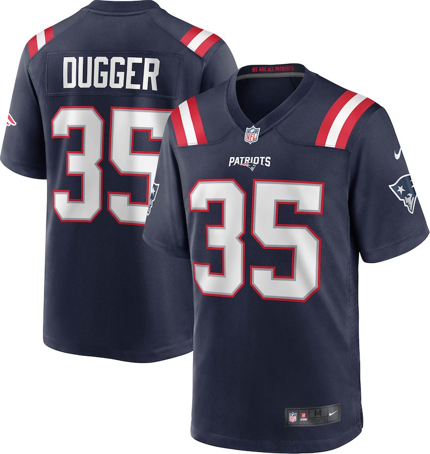 Men New England Patriots #35 Kyle Dugger Nike Navy Game Player NFL Jersey